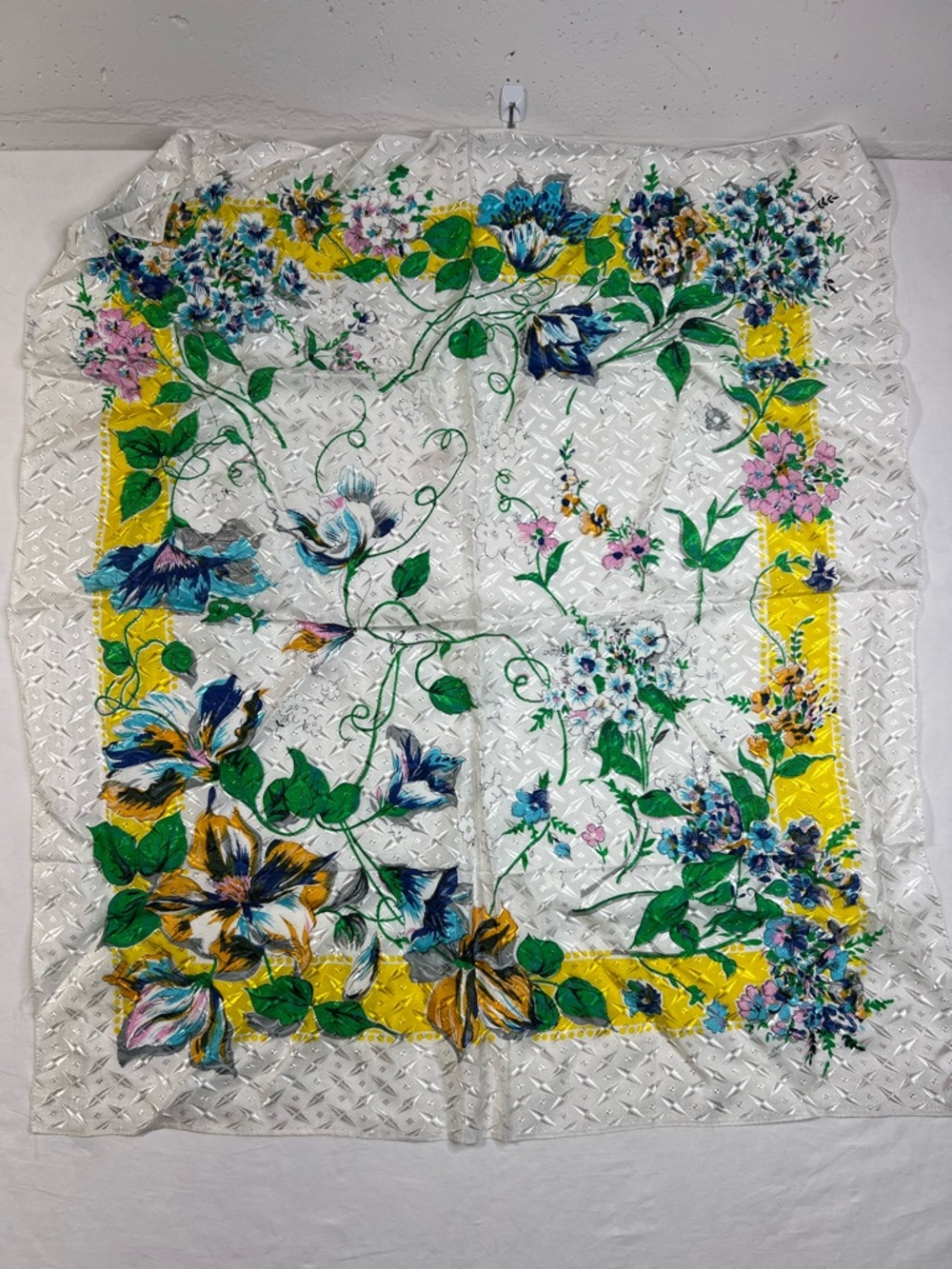 Spring Wildflowers Bright Colored Floral Scarf 31x35 Boho Chic Flowers